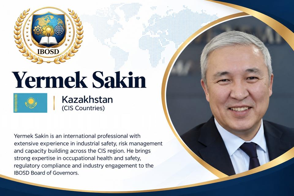 Profile card for Yermek Sakin, Kazakhstan: an international professional in industrial safety, risk management and capacity building across the CIS region.